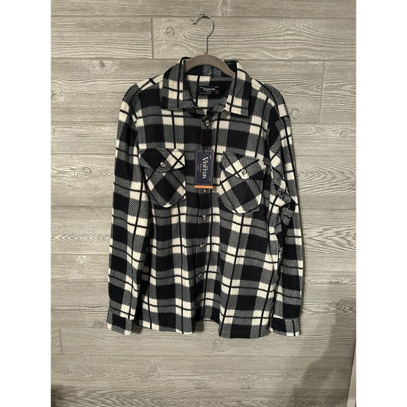 NEW Trademark Visitor Premium Men's Plaid Button Down Fleece Jacket Size M - Picture 1 of 5